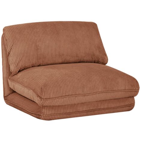 Sweeek – Chauffeuse convertible velours côtelé grosse côte 1 place – Confort ferme – Dimensions L 78 x P 82 x H 58 cm – Pour coin détente