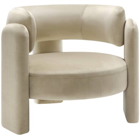 sweeek - Dreibeiniger Sessel aus Samt, Polyester, Beige