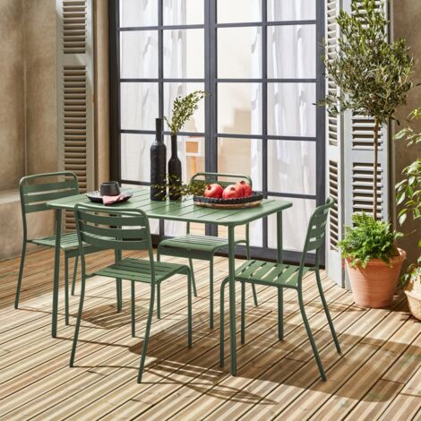 SWEEEK Table De Jardin 6 Places NASHVILLE Extensible 120/180x 80 X 75cm Structure Anthracite Plateau En Bois Fonce