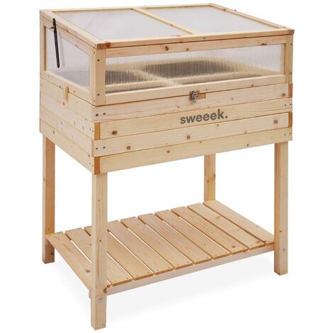 sweeek - Gartenbeet mit Mini-Gewächshaus 80 x 60 x 109 cm