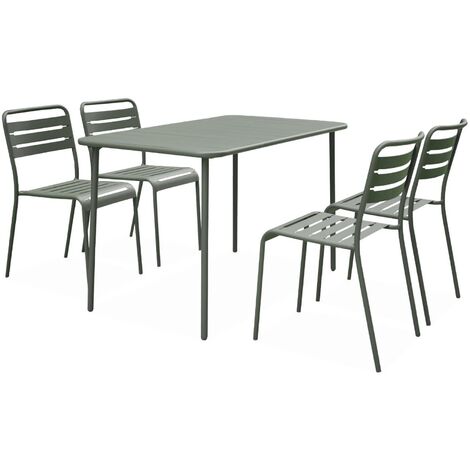 sweeek - Gartentisch + 4 Stühle aus Stahl