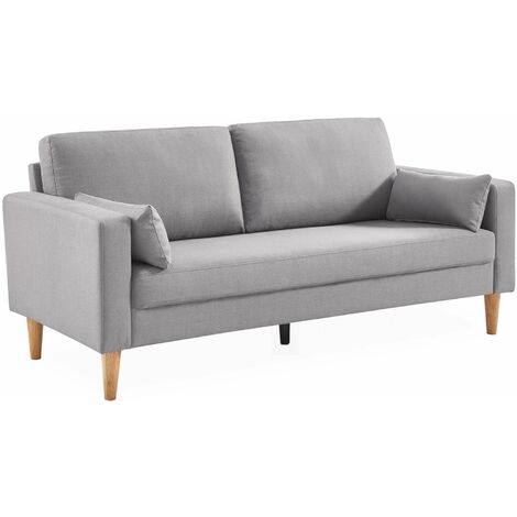 sweeek - Gerades 3-Sitzer Sofa, Stoff, Hellgrau