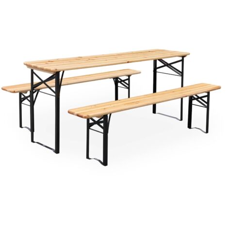 sweeek - Holztisch mit 2 Sitzbänken 180cm