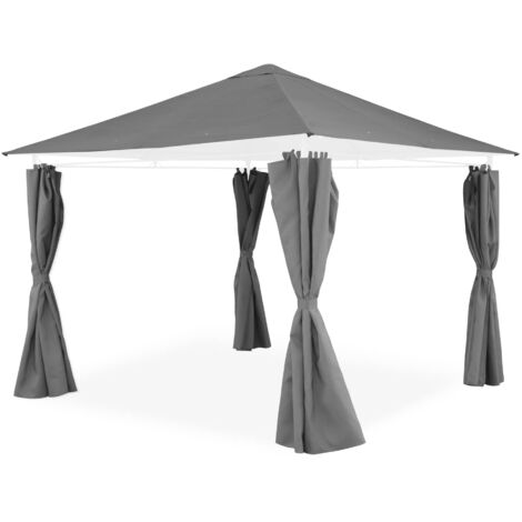 sweeek - Komplett-Set Dachtuch und Vorhänge für Pergola 3x3m