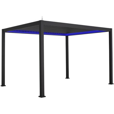 sweeek - Pergola mit motorisiertem Lamellendach und LED-Beleuchtung Triomphe 3x4m