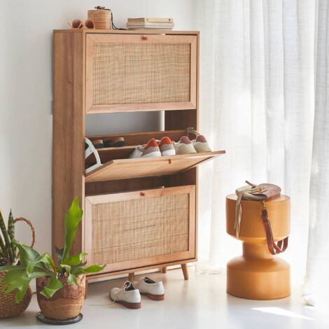 sweeek - Schuhschrank mit Rohrgeflecht