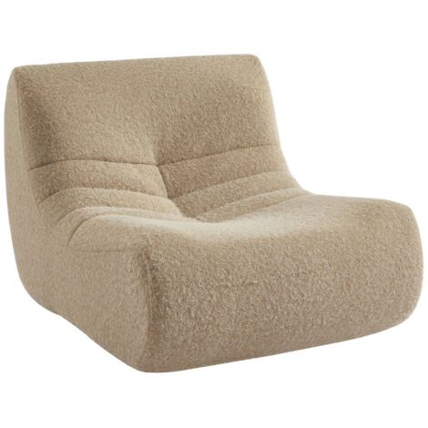 sweeek - Sessel mit Bezug im Alpaka-Look, Stoff, Beige