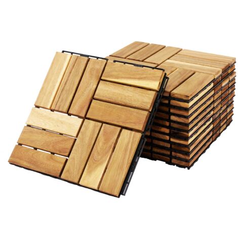 sweeek - Terrassenfliesen aus Holz, quadratisches Muster
