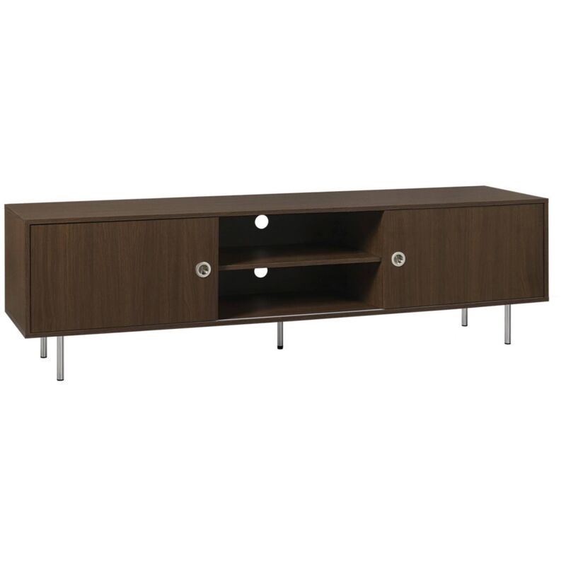 Sweeek - Vintage-tv-möbel Mit Holzdekor Und Edelstahl, 2 Türen, 180cm