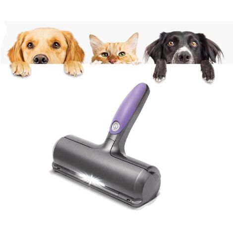 Sweeper Brush - Brosse anti poils animaux  Ramasse poils chat et chien - Violet et Gris - Pour Canapé/Vêtements