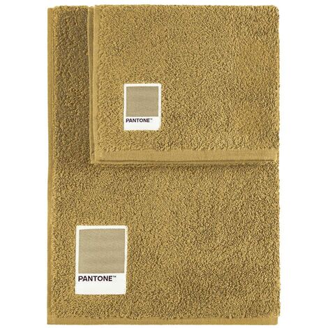 SWEET HOME Pantone™ - Set di Asciugamani 1+1 composto da Ospite 40x50cm + Viso 50x100cm, Certificato Oeko Tex, Beige