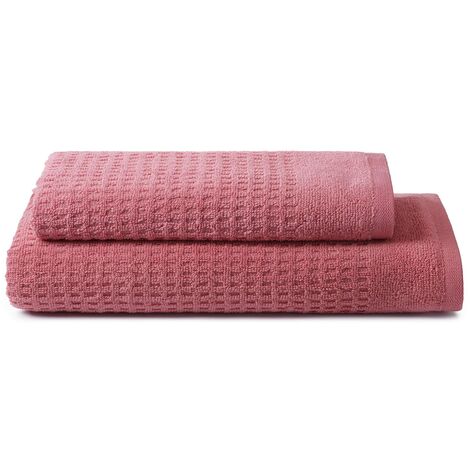 SWEET HOME - Set di Asciugamani 1+1 Waffle composto da Ospite 40x50cm + Viso 50x100cm, in Puro Cotone Zero Twist, certificato OEKO-TEX - Dusty Cedar