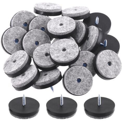 Sweet Lot de 20 patins antidérapants, anti-rayures en feutre - Rond, Plastique ABS - À visser pour meubles en bois