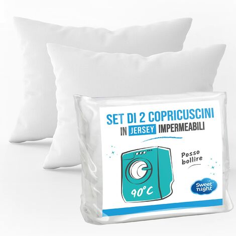 SWEET NIGHT Sweetnight - Set di 2 copricuscini Impermeabili 50x70 cm  Lenzuolo Impermeabile e microtraspirante  Morbido e Silenzioso  Lavabile a 90°C  Chiusura a Cerniera