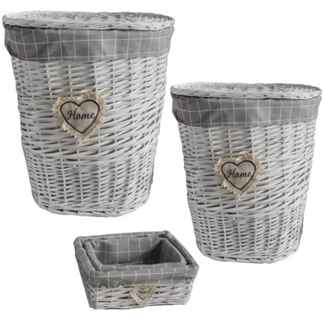 SWEET SET 2 CESTI RETTANGOLARI GRIGI E 2 CESTI ROTONDI GRANDI