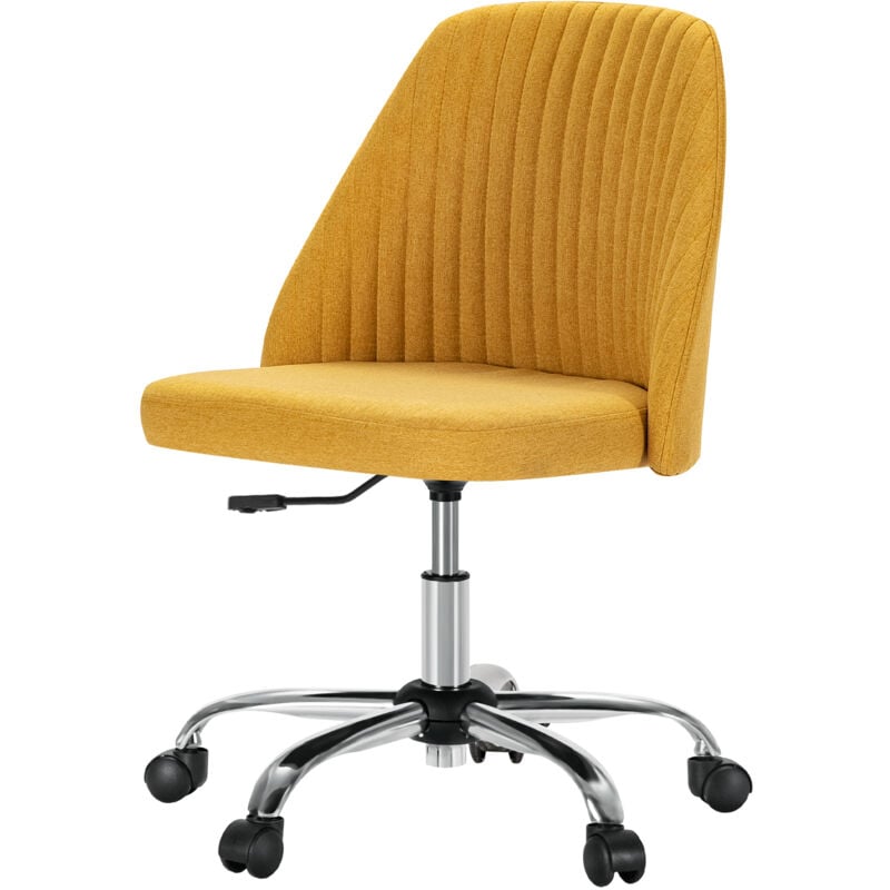 Chaise de bureau, sans accoudoirs, réglable en hauteur, pivotante à 360° (jaune)