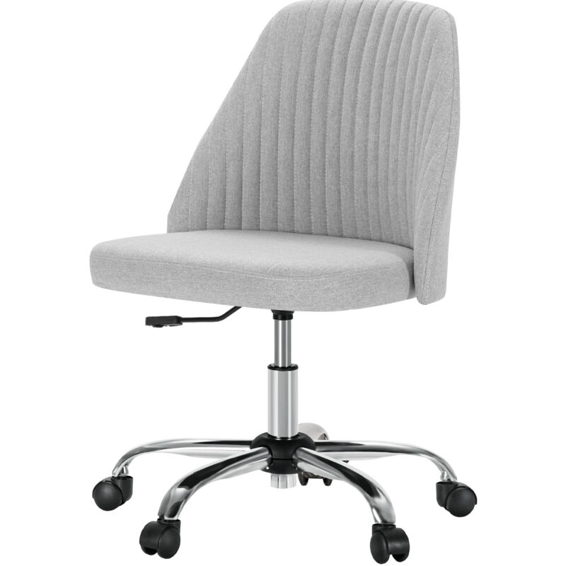 Chaise de bureau, sans accoudoirs, réglable en hauteur, pivotante à 360° (gris)