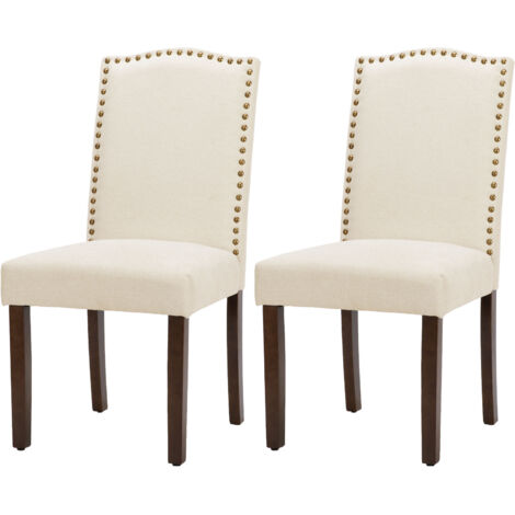 Sweetcrispy Esszimmerstühle 2er Set, Elegant und Schön Modern Stühle Esszimmer, Leinenstoff Gepolstert küchenstühle, Kratzfester Boden Esszimmerstuhl Geeignet für Küche, Wohnzimmer, Schlafzimmer (Beig