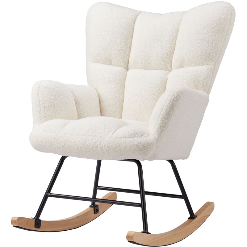 Sweetcrispy - Fauteuil à bascule rembourré à dossier haut, coiffeuse de style moderne, fauteuil de lecture à oreilles, dossier confortable, convient