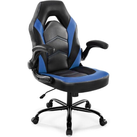 Sweetcrispy Gaming Stuhl - Ergonomischer Gaming Sessel, Verstellbarer Drehbarer Gamingstuhl aus PU-Leder mit klappbaren Armlehnen, Geeignet für Zuhause, Büros usw