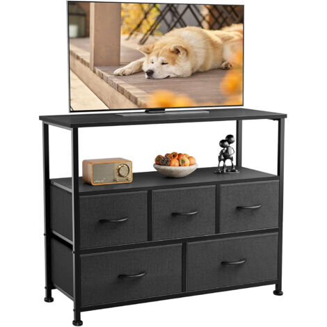 Sweetcrispy Kommode mit Schubladen - kommoden & Sideboards für Schlafzimmer Geeignet, Komodenschrank mit 5 Schubladen, TV-Schrank mit Stabilem Stahlrahmen, Ideal für Schlafzimmer, Wohnzimmer