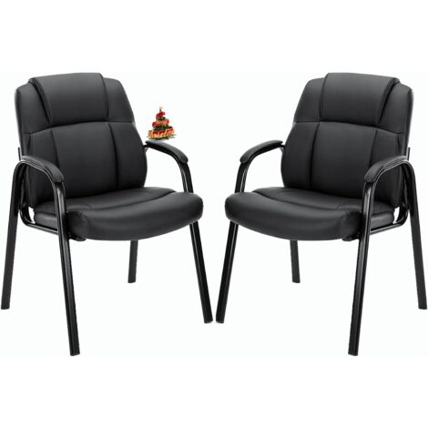 SWEETCRISPY Konferenzstuhl, Besucherstuhl aus Bequemem PU-Leder, mit Gepolsterten Armlehnen, Konferenzstühle Geeignet für Besprechungsräume,Wartezimmer, Empfangsbereiche (Schwarz)