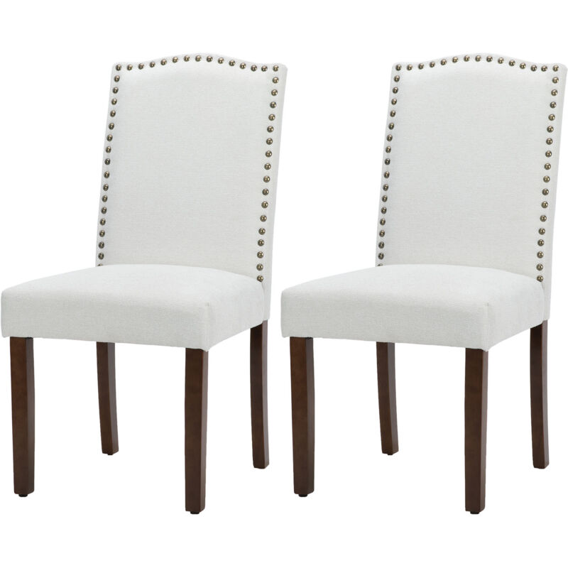 Sweetcrispy - 2 chaises de salle à manger rembourrées, cadre en bois, chaises de cuisine en lin (gris)