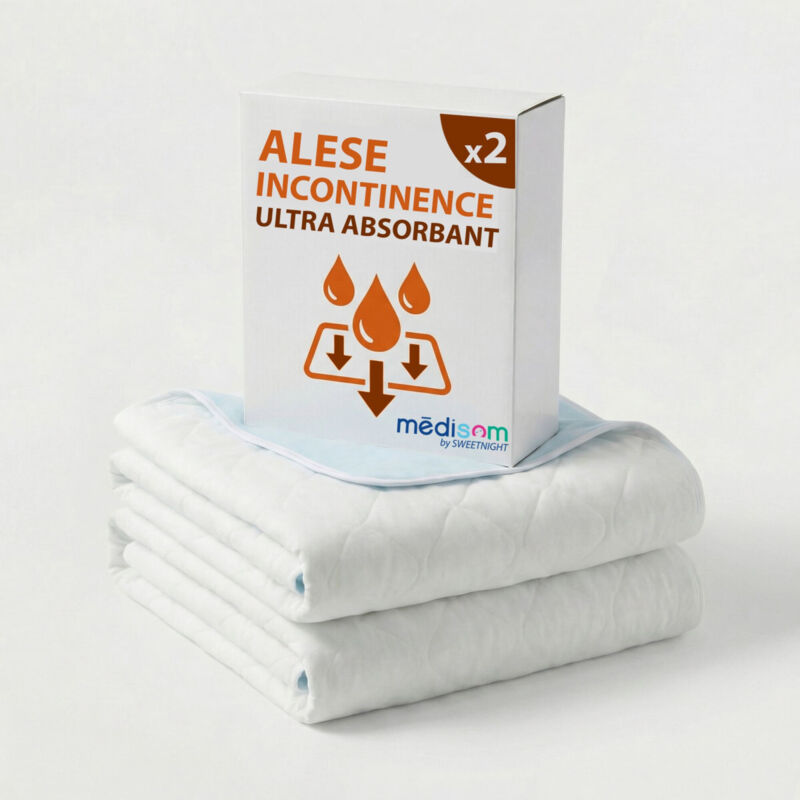 Sweetnight - Lot de 2 Alèses Imperméables 90x85 cm - Adulte Sénior - Lavable à 90°C - Grande absorption - Certifié Oeko-Tex