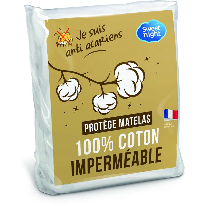 Sweetnight - Protège matelas 140x200 cm Molleton 100% coton Alèse Imperméable et Anti Acariens Silencieux et Respirant