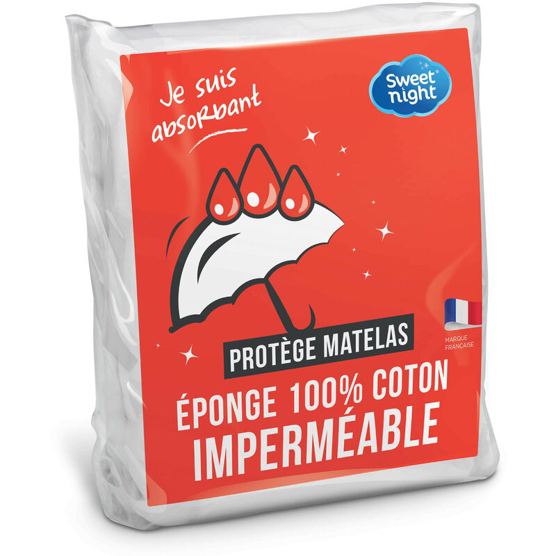 Sweetnight - Protège matelas 160x200 cm Bouclette en Coton Alèse Imperméable et Absorbante Respirant et Silencieux