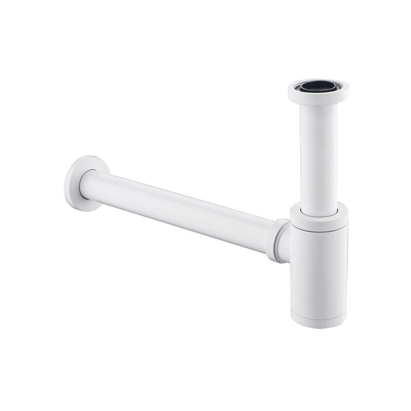 Choyclit - Siphon design universel pour lavabo et lavabo - Blanc - Avec ouverture de nettoyage - Siphon design - Siphon tubulaire