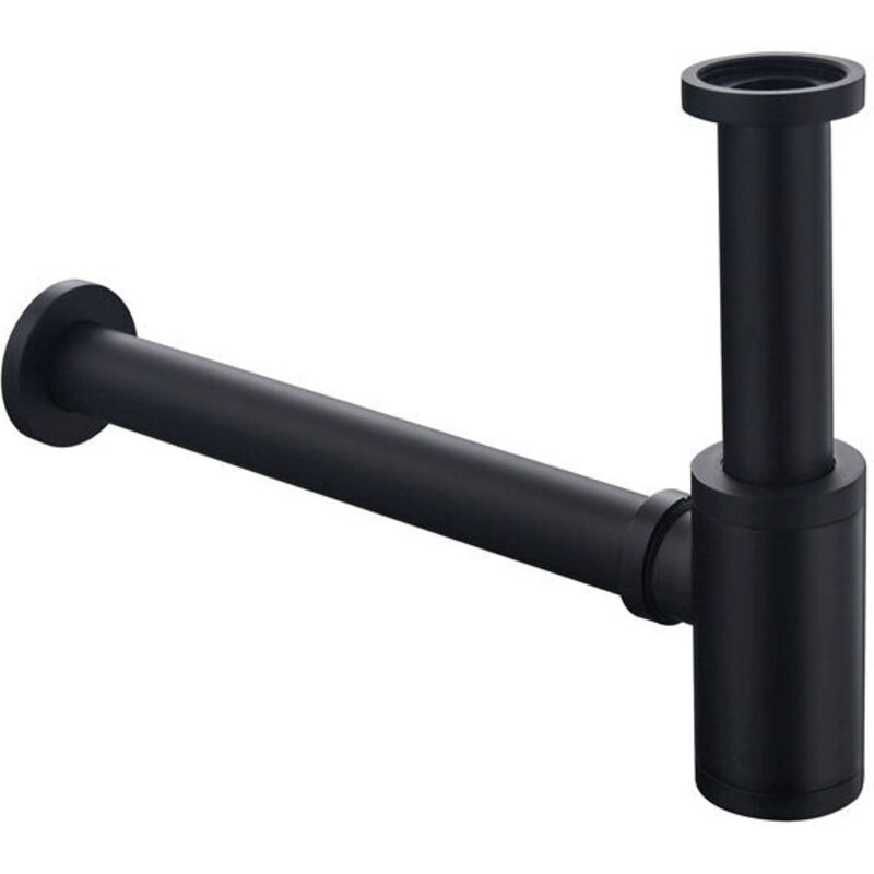 Choyclit - Siphon design universel pour lavabo et lavabo - Noir - Avec ouverture de nettoyage - Siphon design - Siphon tubulaire