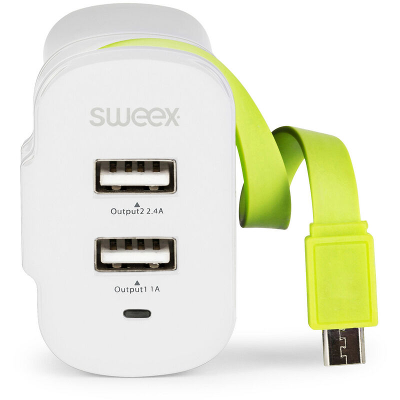 

Sweex - Cargador de Pared 3-Salidas 3 A 2 x USB / Micro USB Blanco/Verde NE550666368