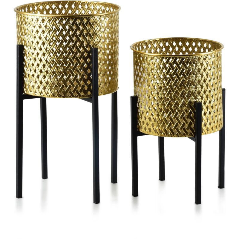 SWEN Lot de 2 pots de fleurs 20xh36,5cm, 18xh29cm