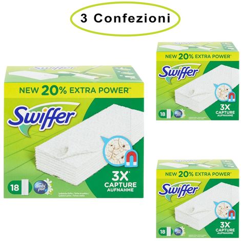 Swiffer 120 Panni Catturapolvere, in Microfibra Dry, Panni Cattura Sporco,  Ottimo per Tutti i Tipi di Pavimenti e per i Peli di Animali, Maxi Formato