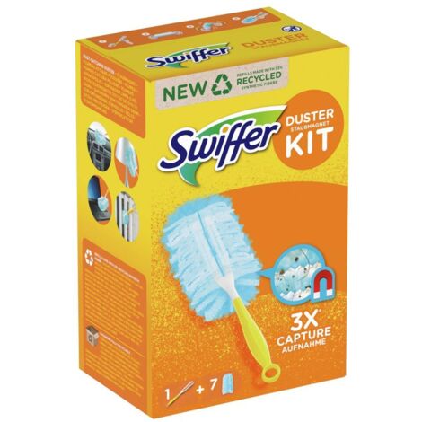 Swiffer Staubmagnet Starterset (Griff + 7 Tücher), Staubwischer, gelb