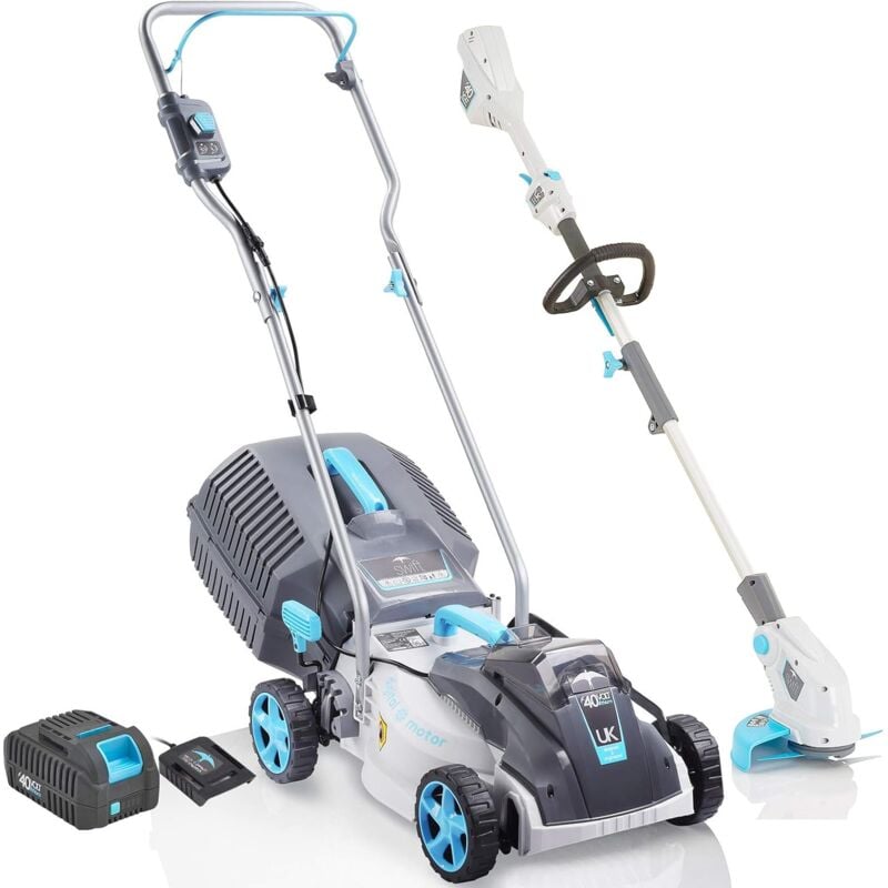 Swift 40V 32Cm Cordless Lawn Mower And 40V 25Cm Cordless Grass Trimmer/Edger Set, Battery