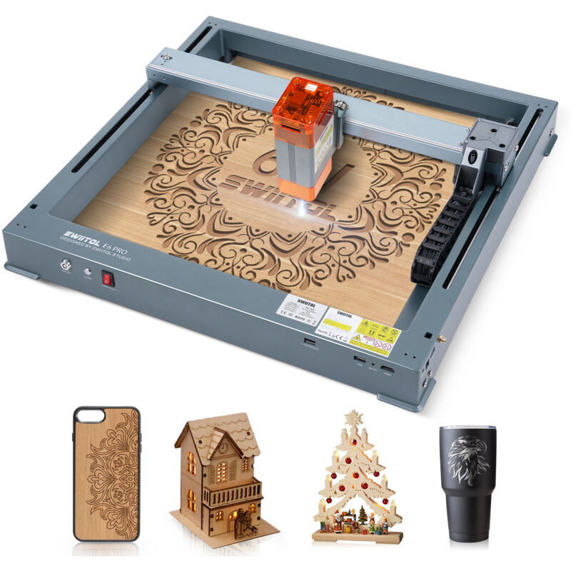 Swiitol E6 Pro 6W Lasergravierer, integrierte Struktur, Hochgeschwindigkeitsgravur, 365 x 305 mm Arbeitsbereich mit 0,06 mm ultrafeinem Laserpunkt,