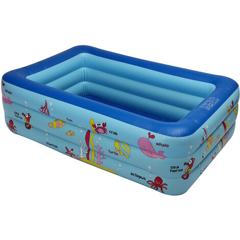 main image of "Swimming Pool Outdoor Indoot Summer Inflatable Kids Paddling Pools Blue 210*145*65cm"