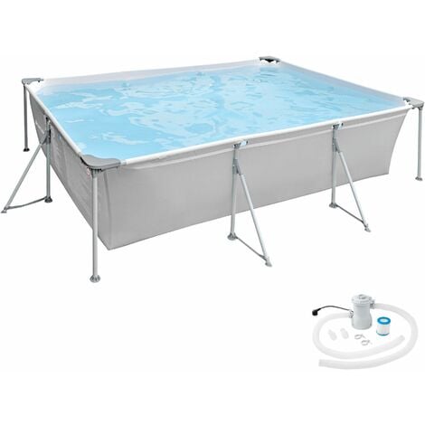 Swimming pool rectangular with pump 300 x 207 x 70 cm - outdoor swimming pool, outdoor pool, garden pool