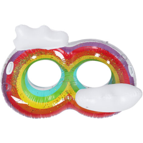 Swimming Ring Two Person Rainbow Cloud Inflatable PVC Pool Float Tube for Party Beach