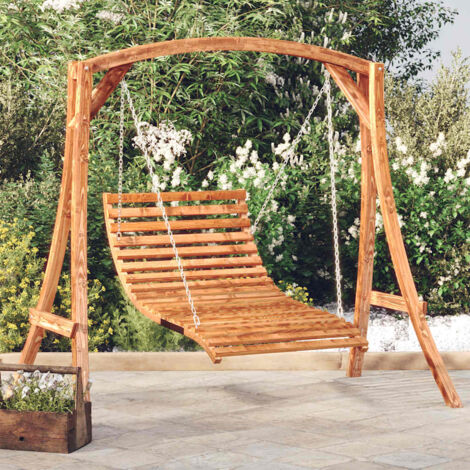 Swing Bed Solid Wood Spruce with Teak Finish vidaXL