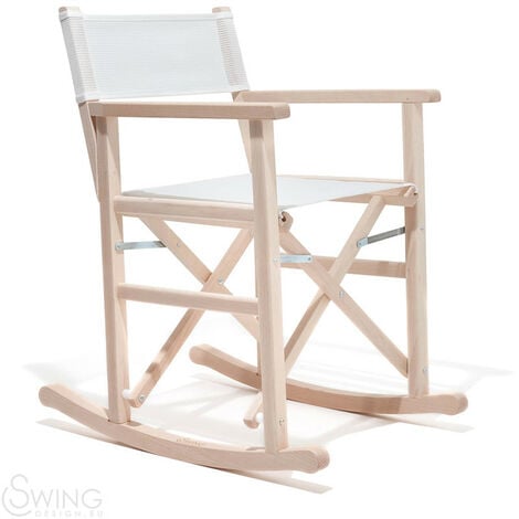 Swing  Bianco sedia seduta dondolo regista playa capri legno tessuto colorata di design made in Italy