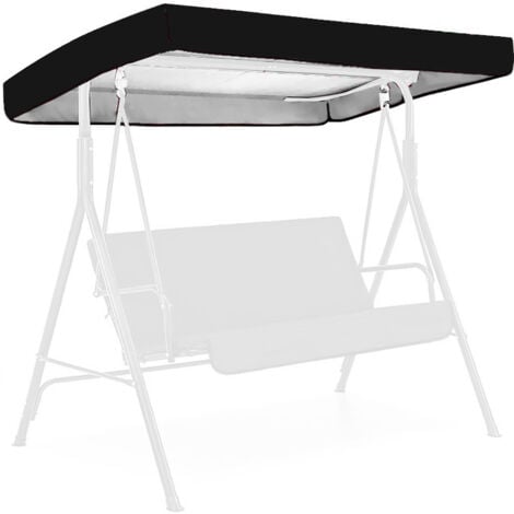 Swing Canopy Replacement, 191x120x23cm Waterproof Swing Cover Replacement, Sunproof Outdoor Swing Cover for Garden Swing Chair Patio Hammock, Black, Swing Canopy Replacement