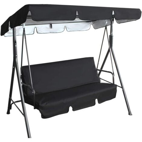 Swing Cushion Swing Uv Resistant Waterproof Seat Protective Cover Black, Garden Furniture Set