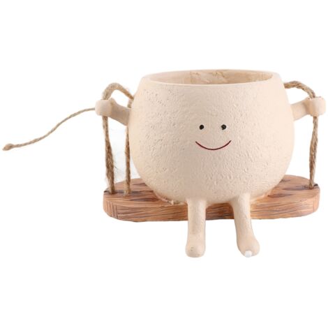 [Swing Face Planter] Pot de fleurs mural résine tête suspendue décoratif souriant pour succulentes intérieur extérieur