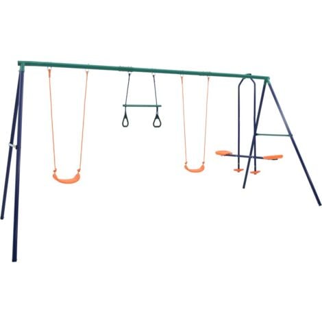 Swing Set with Gymnastic Rings and 4 Seats Steel VSVS4652304