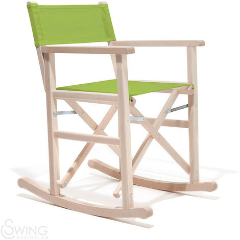 Swing  Verde acceso sedia seduta dondolo regista playa capri legno tessuto colorata di design made in Italy