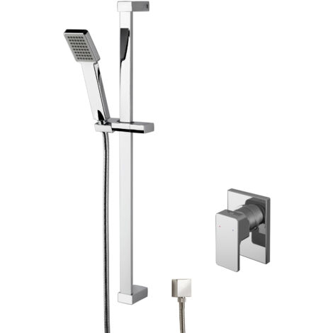 Swinscoe Concealed Square Manual Valve & Slide Rail Kit Shower Bundle Set - Chrome - Balterley