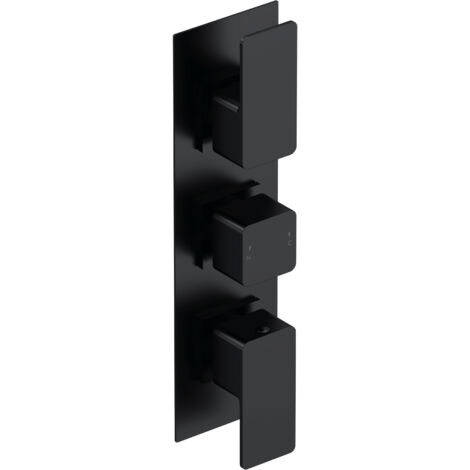 Swinscoe Contemporary Concealed Square Triple Thermostatic Shower Valve with Diverter, 300mm Solid Brass - Matt Black by Balterley